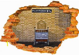 Harry Potter Castle Wall Mural Wall Sticker Harry Potter Platform 9 3 4 Broken Wall Hole In the Wall Smashed Wall 3d Look Wall Decor for Bedroom Living Room Kids Room