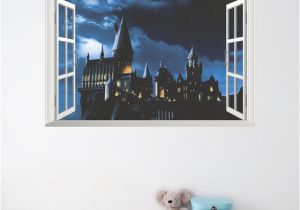 Harry Potter Full Wall Mural 3d Effect Hogwarts School Window 50 70cm Wall Stickers Bedroom Home
