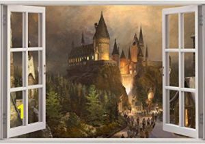 Harry Potter Full Wall Mural Amazon Hogwarts Harry Potter 3d Window View Decal Graphic Wall