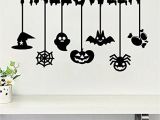 Haunted House Wall Mural Halloween Pumpkin Ghost Bat Spider Wall Decals Window