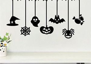 Haunted House Wall Mural Halloween Pumpkin Ghost Bat Spider Wall Decals Window