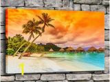 Hawaiian Sunset Wall Mural Leinwand Malerei Wohnzimmer Wandkunst Rahmen 1 Stück Tropical Sea Beach Sunset Poster Drucken Palm Tree Seascape Bilder Wohnkultur
