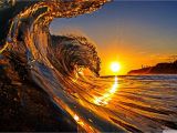 Hawaiian Sunset Wall Mural Sunset Sea Wave Hd Desktop Wallpaper Widescreen High