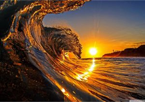 Hawaiian Sunset Wall Mural Sunset Sea Wave Hd Desktop Wallpaper Widescreen High