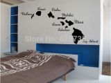 Hawaiian Wall Murals Erstaunliche Hawaii Inseln Vinyl Wandaufkleber Kreative Hawaii Karte