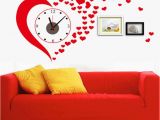 Heart Wall Mural Dc Diy Big Red Heart Wall Stickers Clock Home Decoration Living