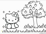 Hello Kitty and Mimmy Coloring Pages Hello Kitty with Apple Tree Coloring Page Free Coloring