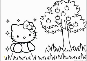 Hello Kitty and Mimmy Coloring Pages Hello Kitty with Apple Tree Coloring Page Free Coloring