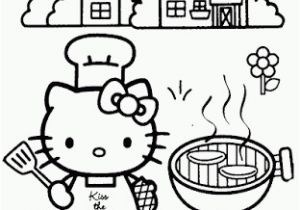 Hello Kitty Coloring Pages at the Beach Hello Kitty Bbq Coloring Page