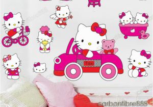 Hello Kitty Giant Wall Mural Pink Hello Kitty Wall Stickers Girls Room Decal Decor Paper Vinyl Reusable