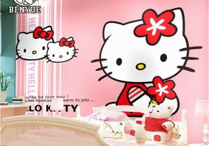 Hello Kitty Wall Murals Stickers Free Shipping Custom Size Children S Room Hello Kitty Cartoon Wallpaper Mural Waterproof Girl Boy Wall Paper for Kids Bedroom