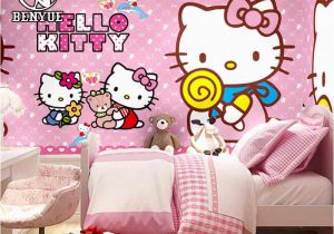 Hello Kitty Wall Murals Stickers Free Shipping Custom Size Children S Room Hello Kitty Cartoon Wallpaper Mural Waterproof Girl Boy Wall Paper for Kids Bedroom