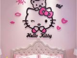 Hello Kitty Wall Murals Stickers Hello Kitty & Teddy 3d Wall Decal Stickers Room Decor Wall Sticker Arcylic Mirror Surface Nursery Bedroom