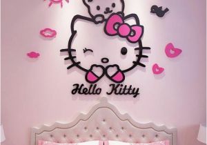 Hello Kitty Wall Murals Stickers Hello Kitty & Teddy 3d Wall Decal Stickers Room Decor Wall Sticker Arcylic Mirror Surface Nursery Bedroom