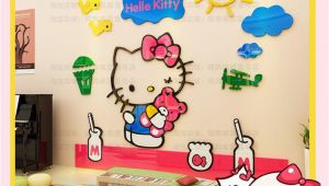 Hello Kitty Wall Murals Stickers Hello Kitty Sunshine Bird Sky 3d Wall Decal Stickers Room Decor Nursery Bedroom Decoration Arcylic Mirror Surface