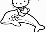 Hello Kitty with Dolphin Coloring Pages Hello Kitty Rides A Dolphin Coloring Page
