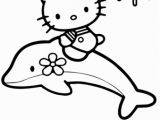 Hello Kitty with Dolphin Coloring Pages Hello Kitty Rides A Dolphin Coloring Page