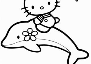 Hello Kitty with Dolphin Coloring Pages Hello Kitty Rides A Dolphin Coloring Page