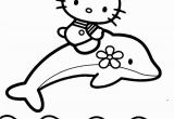 Hello Kitty with Dolphin Coloring Pages Hello Kitty with Dolphins Coloring Page