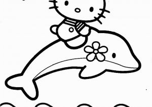 Hello Kitty with Dolphin Coloring Pages Hello Kitty with Dolphins Coloring Page