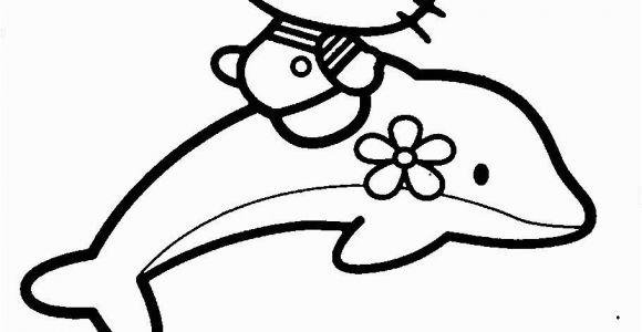 Hello Kitty with Dolphin Coloring Pages Hello Kitty with Dolphins Coloring Page