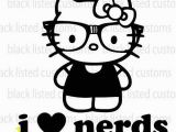 Hello Kitty with Glasses Coloring Pages Hello Kitty I Love Nerds Black Glasses Heart Vinyl Decal