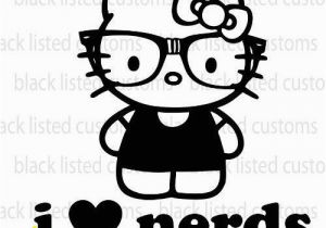 Hello Kitty with Glasses Coloring Pages Hello Kitty I Love Nerds Black Glasses Heart Vinyl Decal