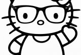 Hello Kitty with Glasses Coloring Pages Hello Kitty Nerd Coloring Page