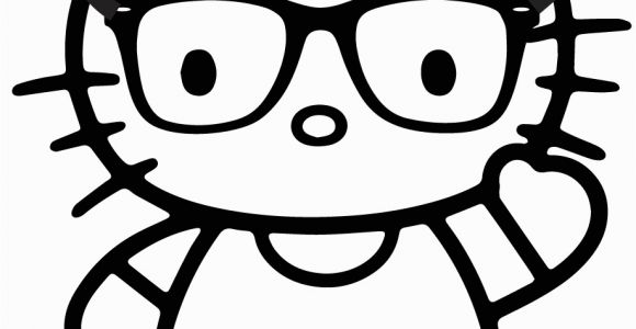 Hello Kitty with Glasses Coloring Pages Hello Kitty Nerd Coloring Page