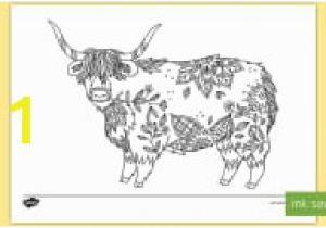 Highland Cow Coloring Page Thistle Mindfulness Colouring Page Flower Prickles