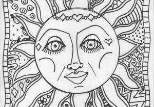 Hippie Sun and Moon Coloring Pages for Adults Sun and Moon Coloring Page Coloring Home