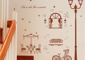 Home Decor Mural Art Wall Paper Stickers Coffee House Street Light Wall Stickers Home Decor Living Room