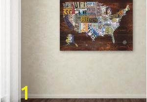 Home Depot Canada Wall Murals 18 In X 24 In "usa License Plate Map On Wood" by Masters Fine Art Printed Canvas Wall Art