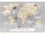 Home Depot Canada Wall Murals Pennie Vintage World Map Hot Air Balloon Textile Texture Wall Mural