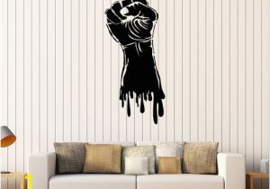 Home Gym Wall Murals Vinyl Wall Decal Fist Hand Strength Power Gym Stickers Mural