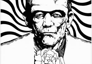 Horror Movie Coloring Pages for Adults Frankenstein and Rose Halloween Adult Coloring Pages