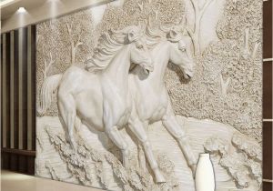 Horse Murals for Bedroom Walls Custom Mural Wallpaper 3d Stereo Relief White Horse Wall