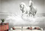 Horse Murals for Bedroom Walls Customized Any Size Wall Mural Wallpaper White Horse 3d Embossed