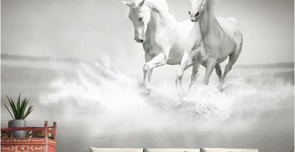 Horse Murals for Bedroom Walls Customized Any Size Wall Mural Wallpaper White Horse 3d Embossed