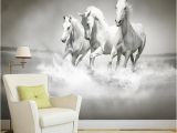 Horse Murals for Walls Beautiful Hd White Horse Running 3d Stereo Mural Wallpaper