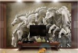 Horse Murals for Walls Beibehang 3d Wallpaper Stereo Horse Relief Background Wall Mural 3d