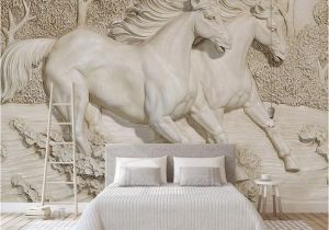 Horse Murals for Walls Custom Any Size Mural Wallpaper 3d Embossed White Horse Wallpaper