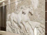 Horse Murals for Walls Custom Mural Wallpaper 3d Stereo Relief White Horse Wall