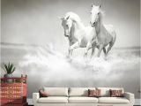 Horse Murals for Walls Customized Any Size Wall Mural Wallpaper White Horse 3d Embossed