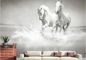 Horse Murals for Walls Customized Any Size Wall Mural Wallpaper White Horse 3d Embossed