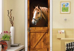 Horse Stable Wall Mural Amazon Congchuara Door Stickers Popular Diy 3d Door