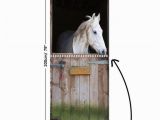 Horse Stable Wall Mural Door Mural White Horse In Stable Self Adhesive Fabric Door