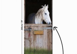 Horse Stable Wall Mural Door Mural White Horse In Stable Self Adhesive Fabric Door