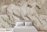 Horse themed Wall Murals Custom Any Size Mural Wallpaper 3d Embossed White Horse Wallpaper Living Room Bedroom sofa Tv Home Decoration Background Mural Wallpapers Downloads