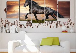 Horse themed Wall Murals Indian Black Short Legs Horse Drawing Room Decoration Painting Bedroom Painting